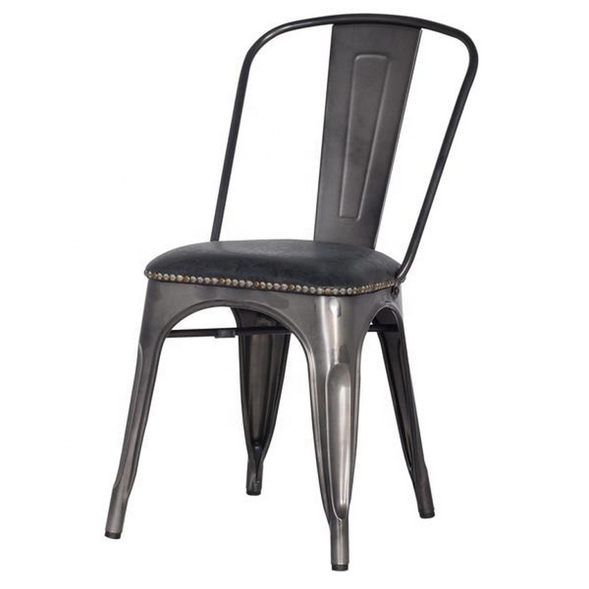 Black Leather dining chair  faux Leather dining chair comfortable restaurant chairs