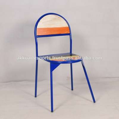 DINING IRON CHAIR, SCHOOL FURNITURE, RECYCLED WOOD