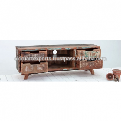 TV CABINET, WOODEN TV CABINET, RECYCLED WOOD CABINET