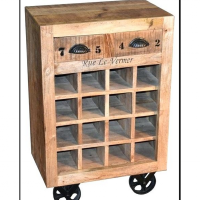 Ace Vintage Industrial Wine Storage Cart , Mango Wood Wine Storage Cabinet Cart , industrial cabinet