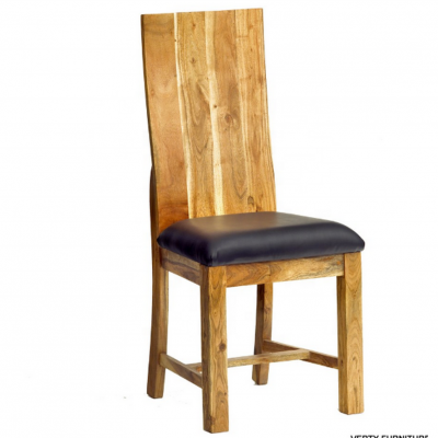 SOLID MANGO WOOD DINING CHAIRS 2020, LEATHER SEAT  RESTAURANT WOOD DINING CHAIR