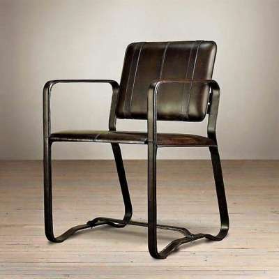 KARMA DINING CHAIR 1046, RESTAURANT FURNITURE, LEATHER METAL INDUSTRIAL CHAIR