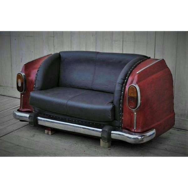 INDUSTRIAL CAR STYLE GARDEN SOFA, VINTAGE SYNTHETIC LEATHER OUTDOOR SOFA ,OLD CAR  SOFA